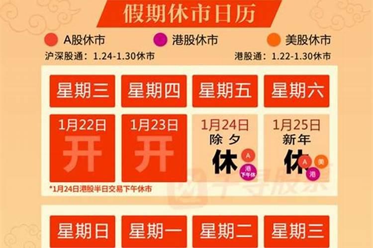 除夕休市!股市休市时间一览表
