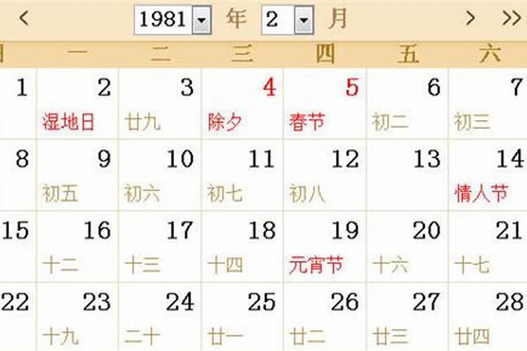 1981年,正月初五
